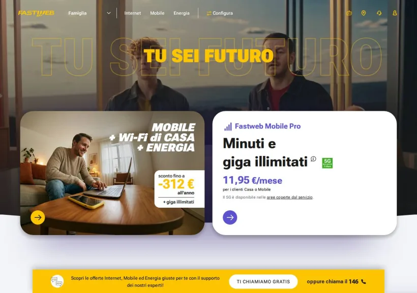 Schermata della pagina offerta di Fastweb
