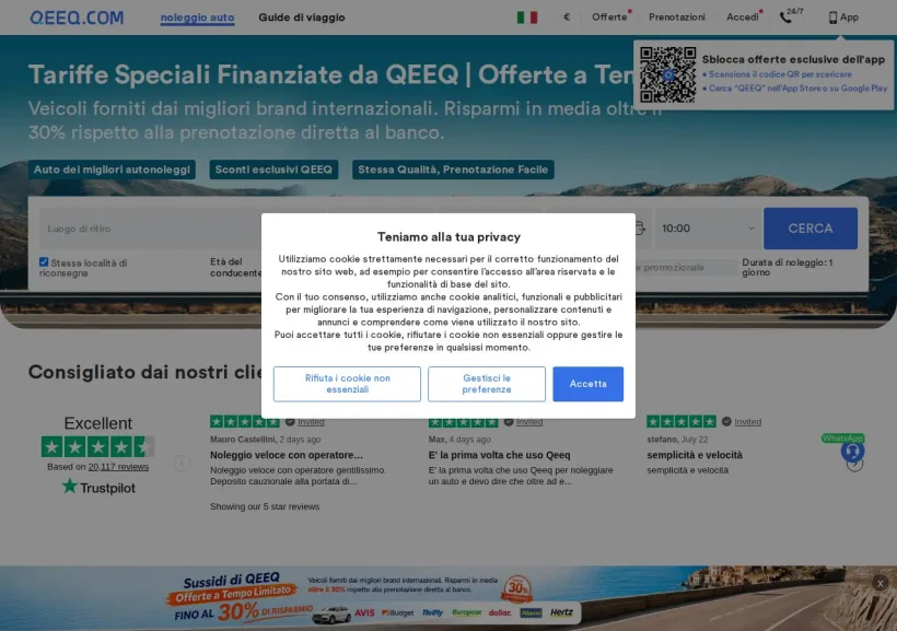 Schermata della pagina offerta di Qeeq