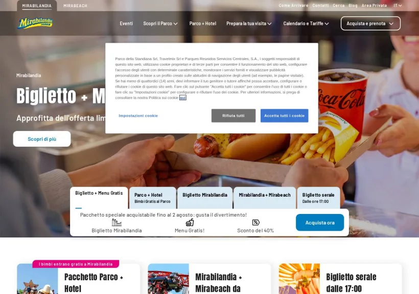 Schermata della pagina offerta di Mirabilandia