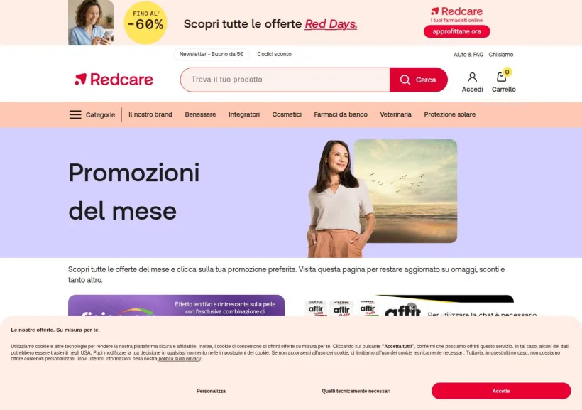 Schermata della pagina offerta di Shop Farmacia