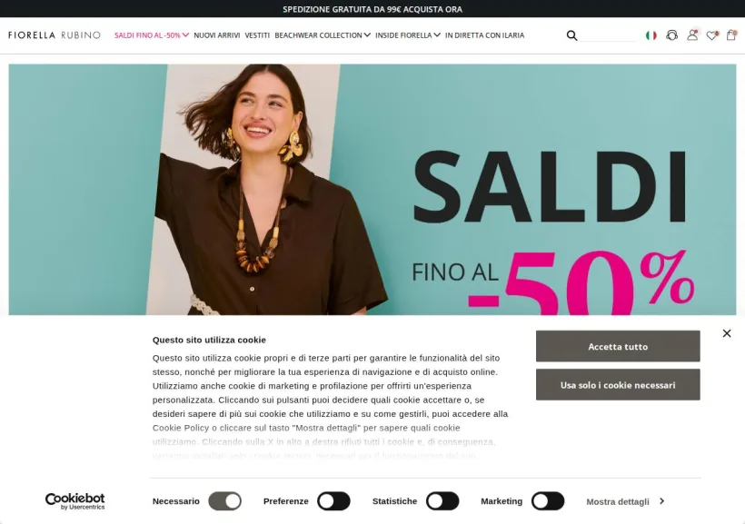Schermata della pagina offerta di Fiorella Rubino