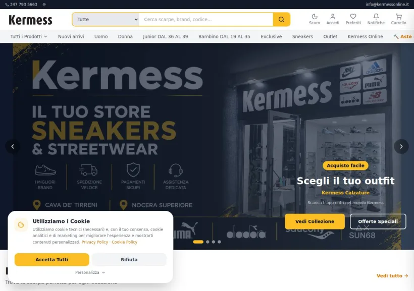 Schermata della pagina offerta di Kermess