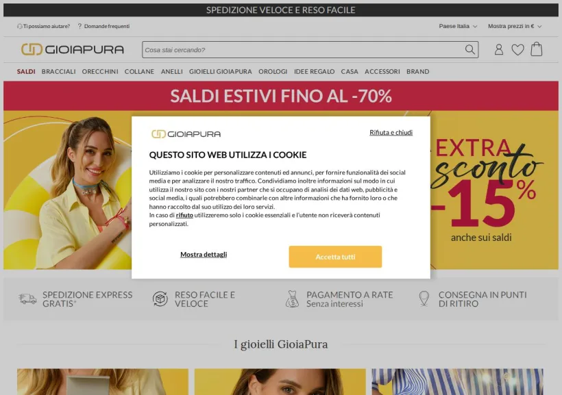 Schermata della pagina offerta di GioiaPura