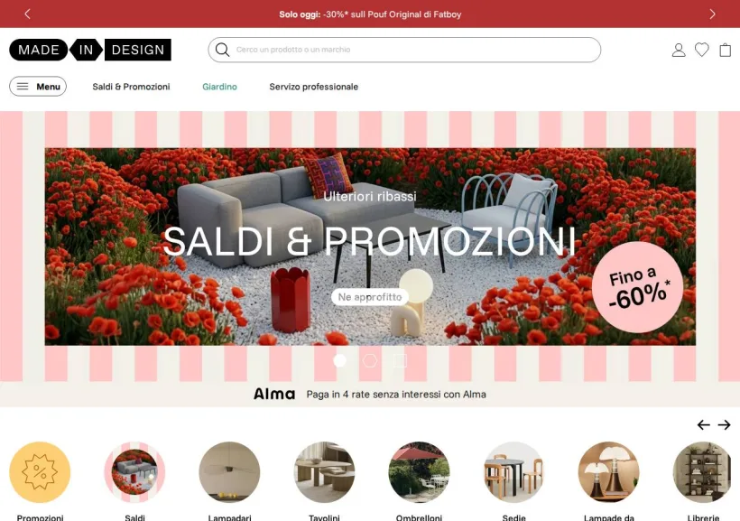 Schermata della pagina offerta di Made In Design