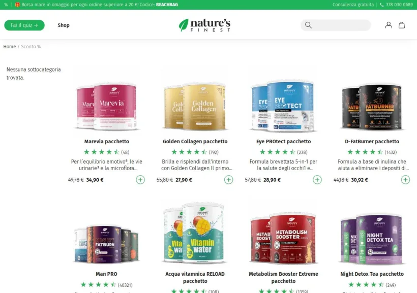 Schermata della pagina offerta di Nature's Finest