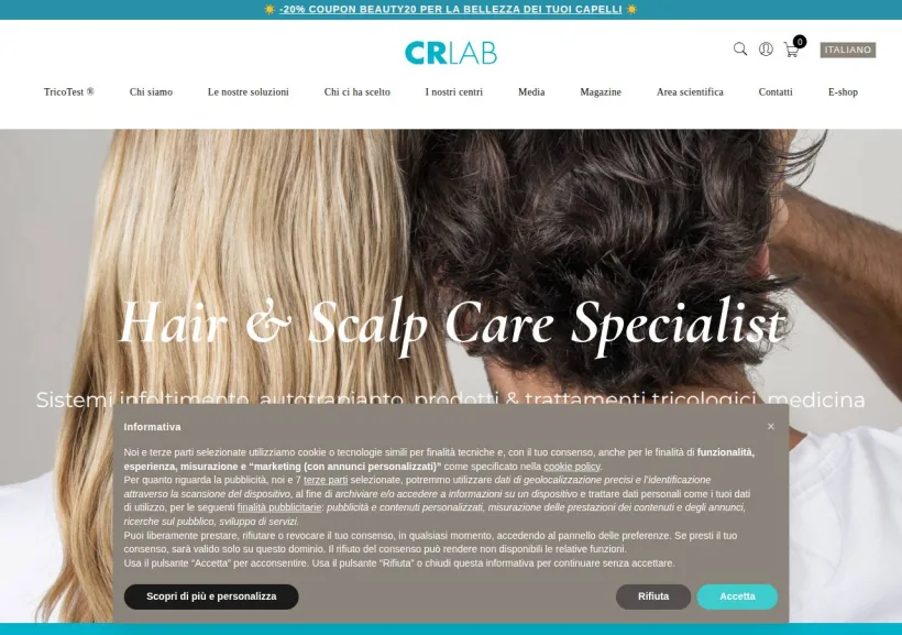 Schermata della pagina offerta di CRLab
