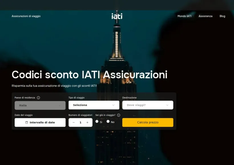 Schermata della pagina offerta di IATI