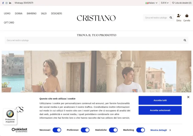 Schermata della pagina offerta di Cristiano Calzature