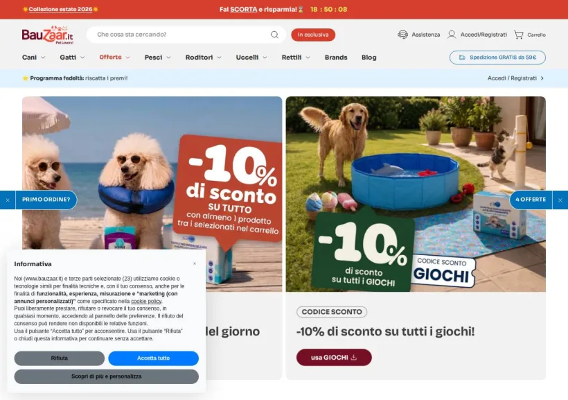 Schermata della pagina offerta di Bauzaar