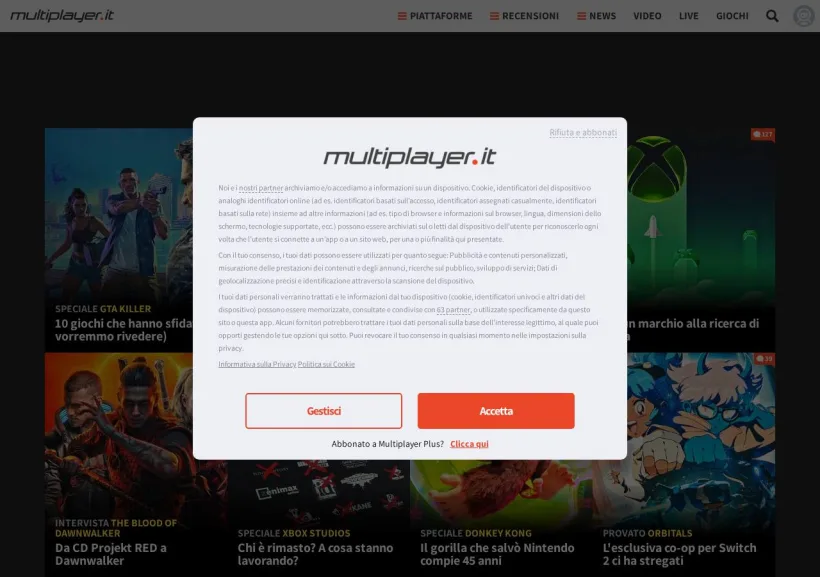 Schermata della pagina offerta di MultiPlayer