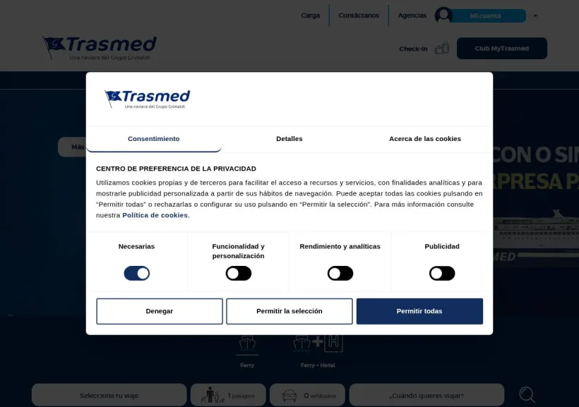 Schermata della pagina offerta di TRASMED