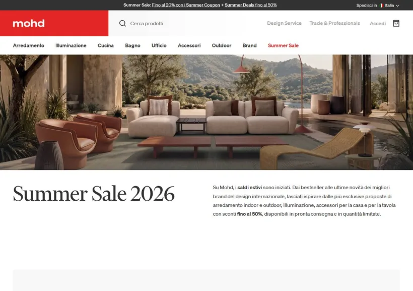 Schermata della pagina offerta di MOHD