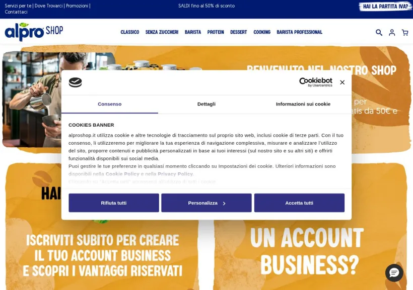 Schermata della pagina offerta di Alpro