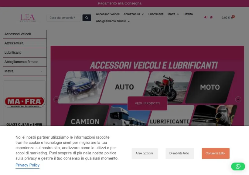 Schermata della pagina offerta di Lealine