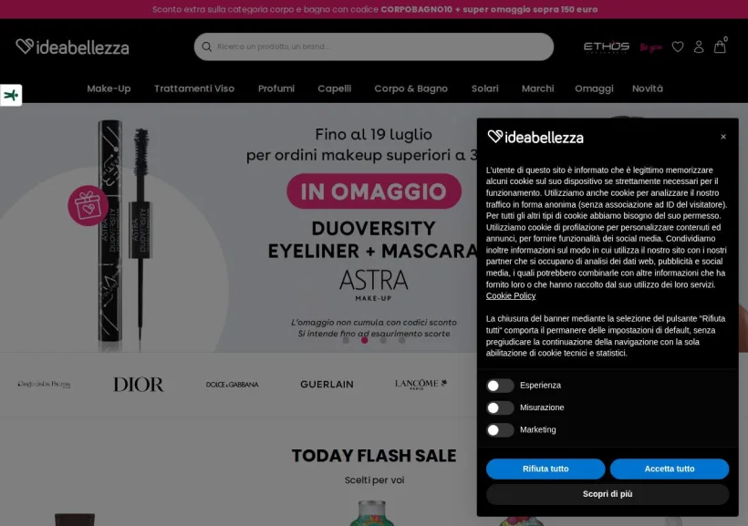 Schermata della pagina offerta di Ideabellezza