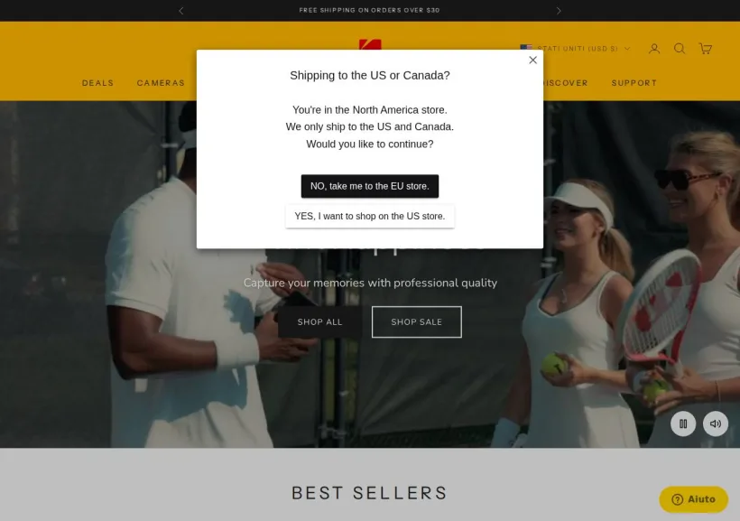 Schermata della pagina offerta di Kodak