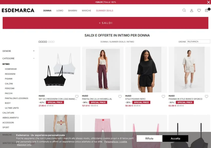 Schermata della pagina offerta di Esdemarca