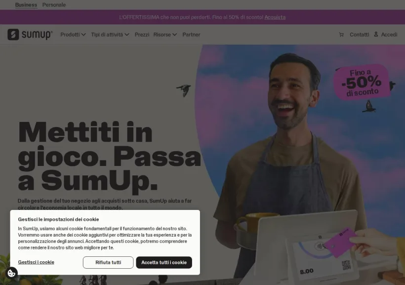 Schermata della pagina offerta di Sumup