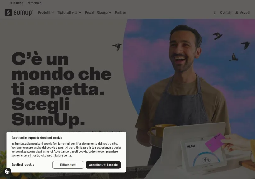 Schermata della pagina offerta di Sumup