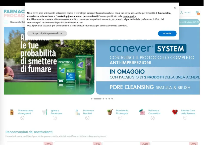 Schermata della pagina offerta di Farmacia Procaccini