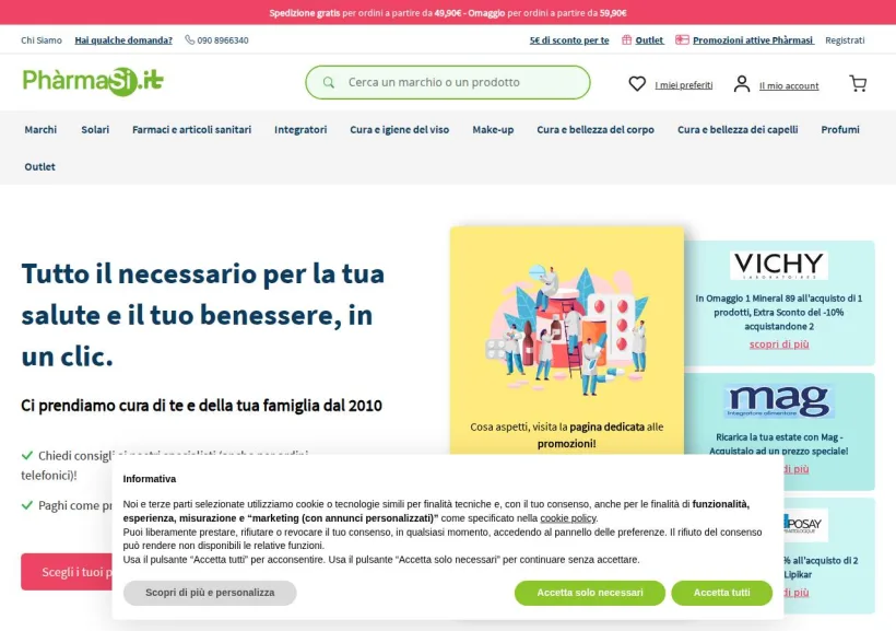 Schermata della pagina offerta di Pharmasi