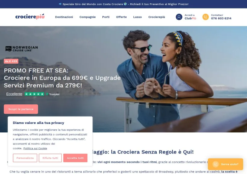 Schermata della pagina offerta di Crocierepiù 