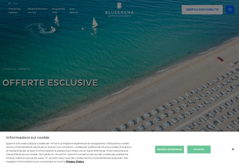 Schermata della pagina offerta di BLUSERENA