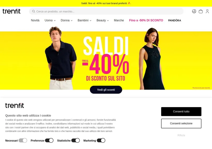 Schermata della pagina offerta di TRENFIT