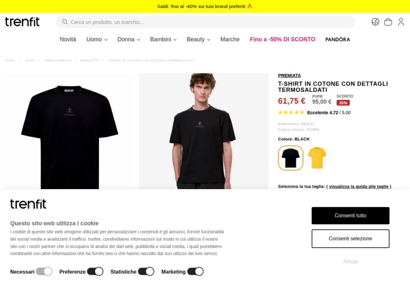 Schermata della pagina offerta di TRENFIT
