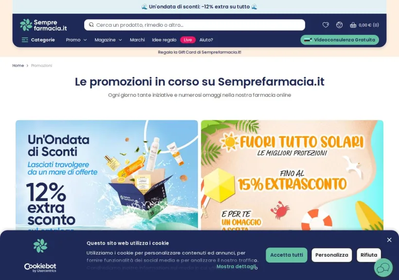 Schermata della pagina offerta di Semprefarmacia