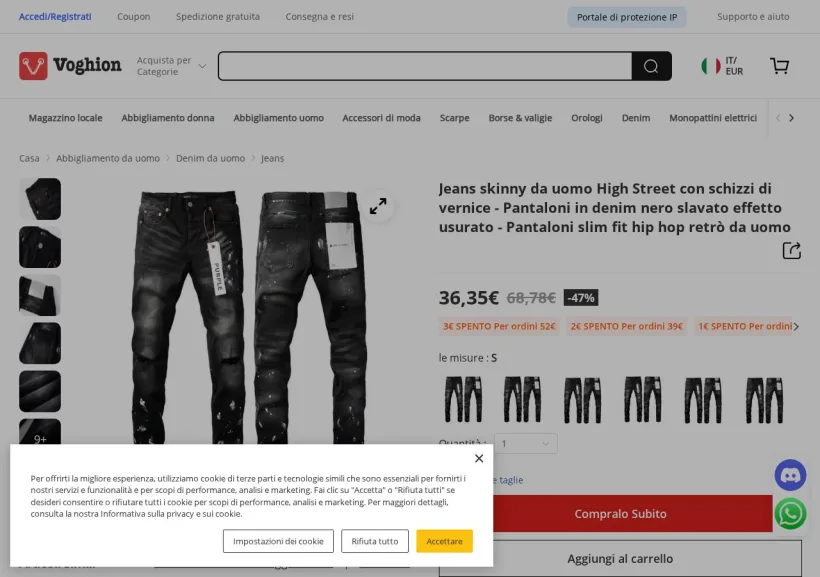 Schermata della pagina offerta di Voghion