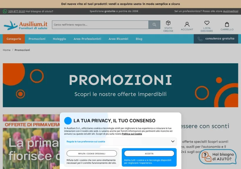 Schermata della pagina offerta di Ausilium.it