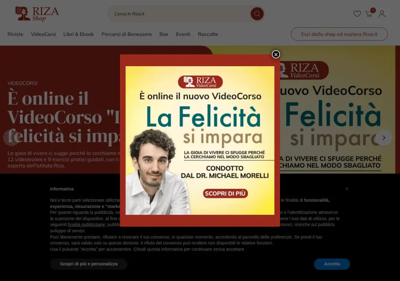 Schermata della pagina offerta di Edizioni Riza 