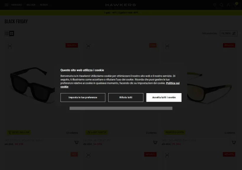 Schermata della pagina offerta di Hawkers
