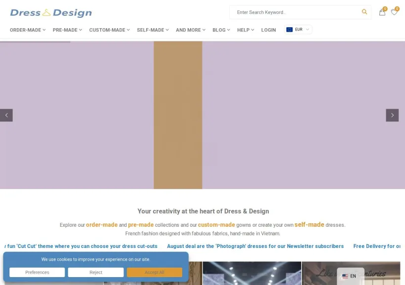 Schermata della pagina offerta di dressndesign