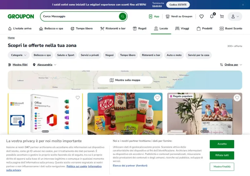 Schermata della pagina offerta di Groupon