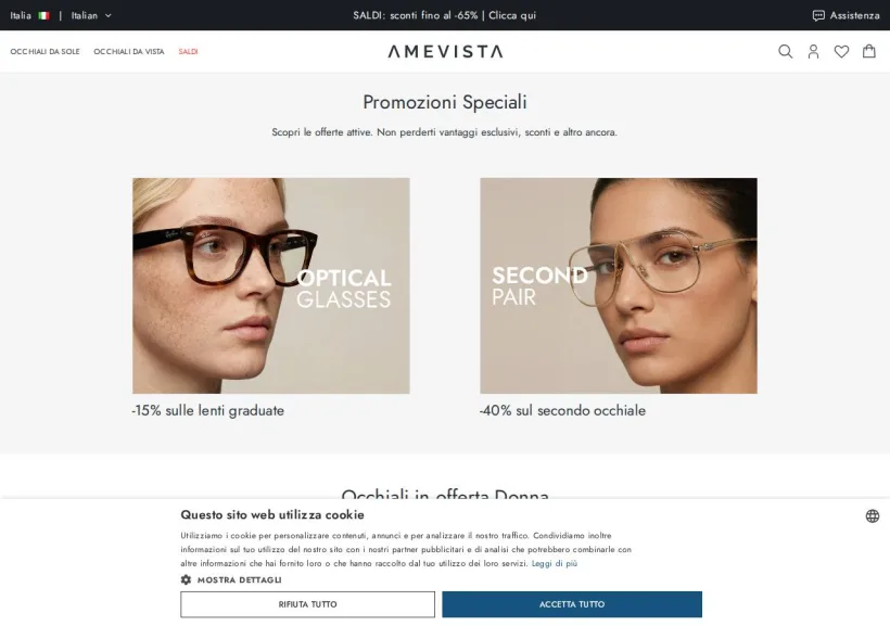 Schermata della pagina offerta di Amevista