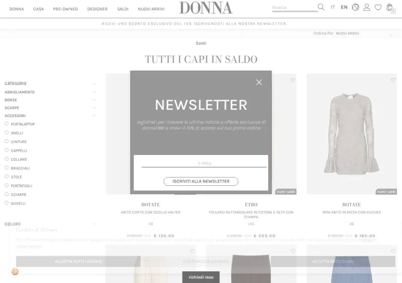 Schermata della pagina offerta di DONNA1981