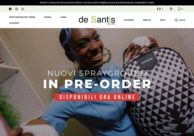 Schermata della pagina offerta di De Santis