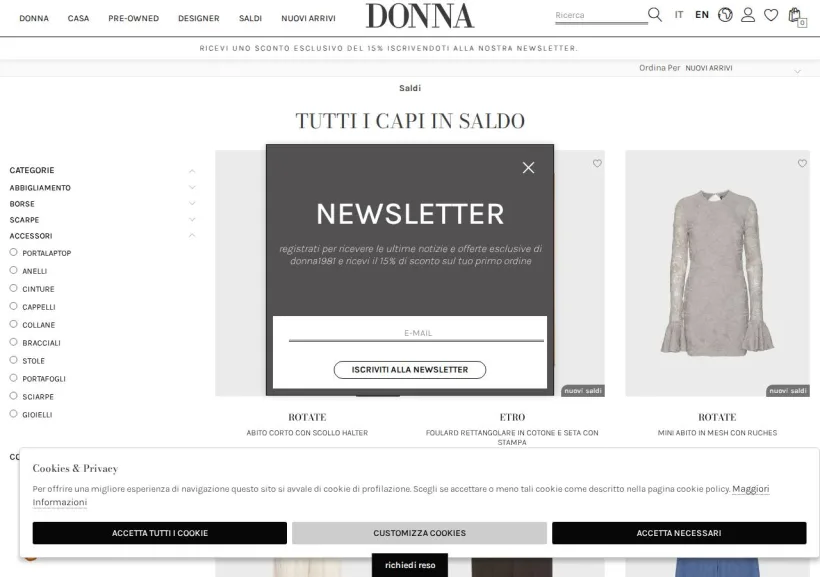 Schermata della pagina offerta di DONNA1981