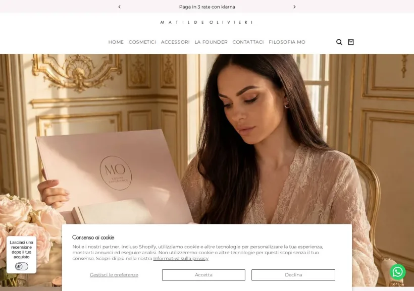 Schermata della pagina offerta di Matilde Olivieri