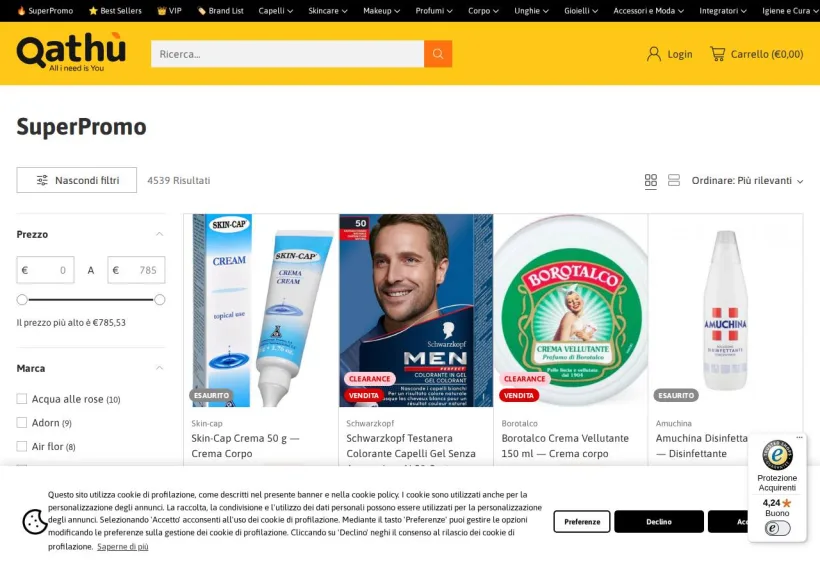 Schermata della pagina offerta di Qathu