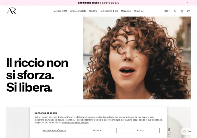 Schermata della pagina offerta di Anima Riccia