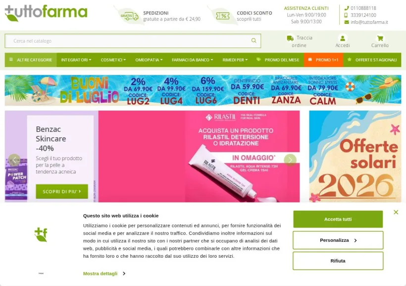 Schermata della pagina offerta di Tuttofarma