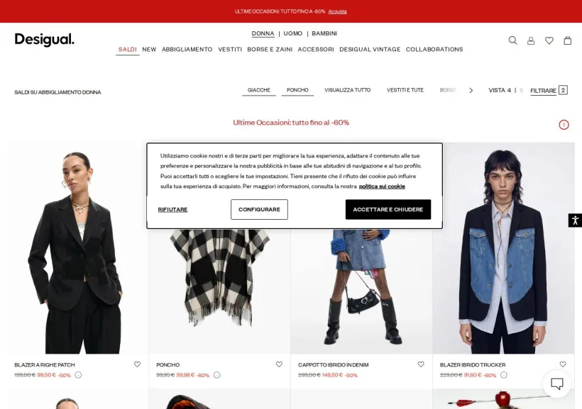 Schermata della pagina offerta di Desigual