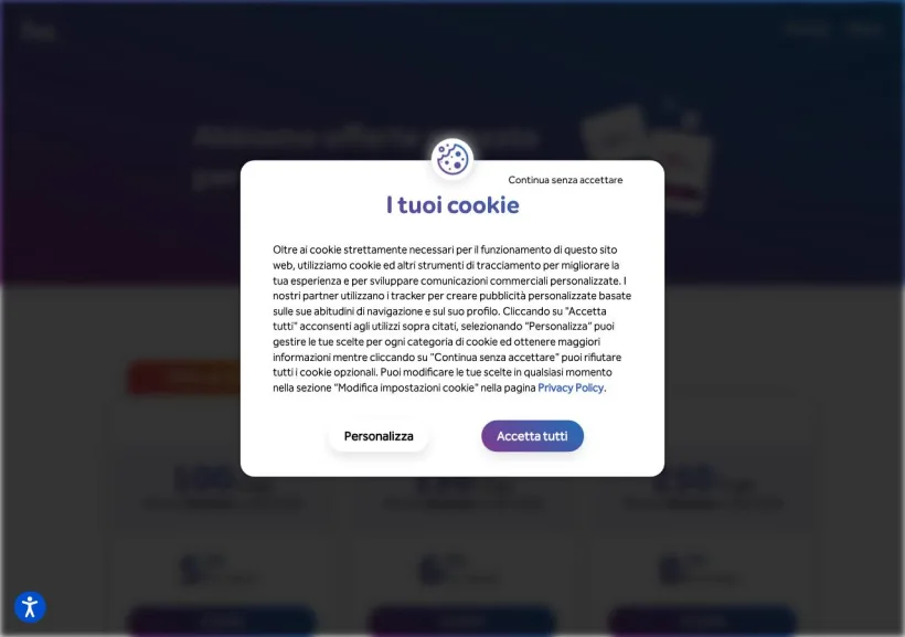 Schermata della pagina offerta di Ho.Mobile