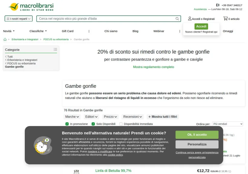 Schermata della pagina offerta di Macrolibrarsi