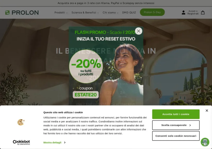 Schermata della pagina offerta di Prolon