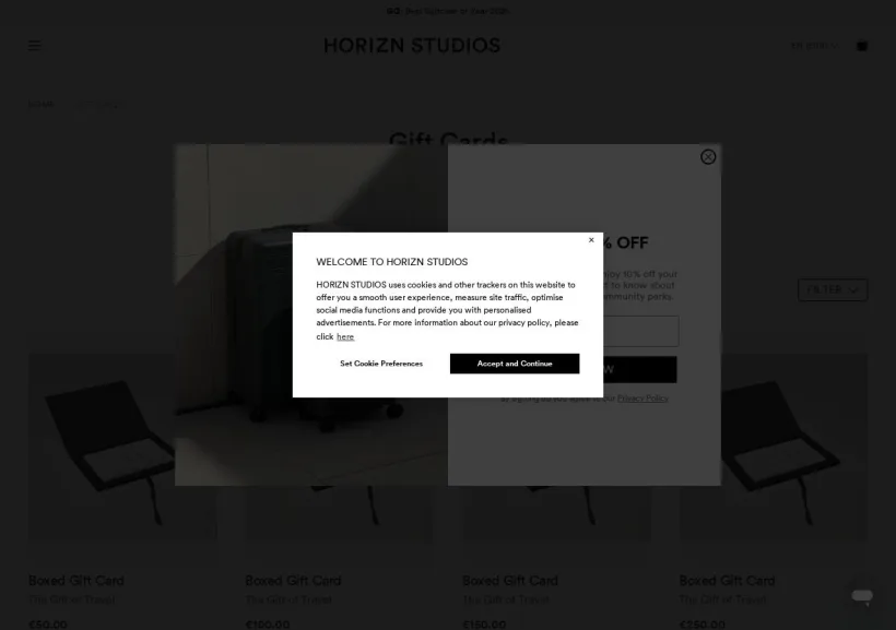 Schermata della pagina offerta di Horizn Studios