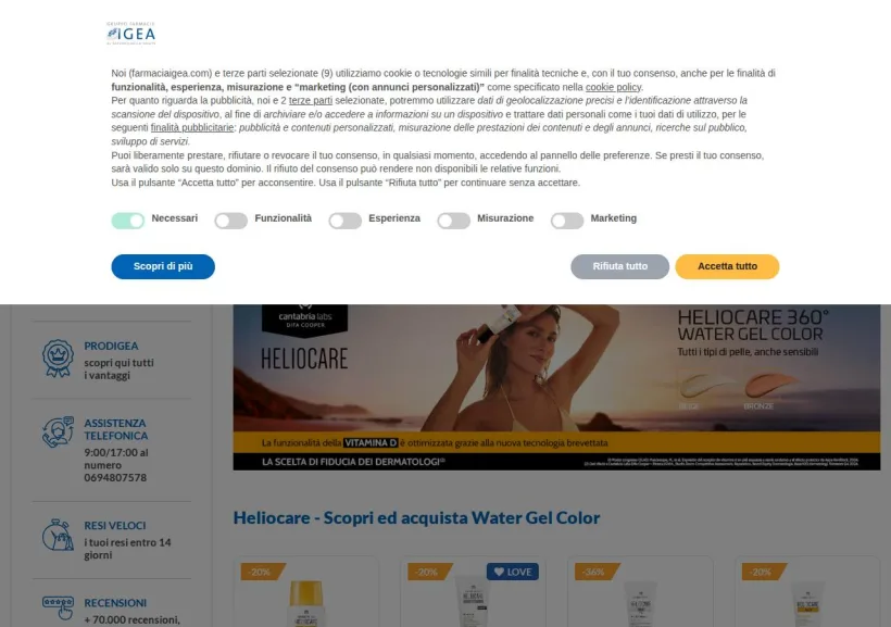 Schermata della pagina offerta di Farmacia Igea